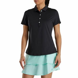 Women's Footjoy Lisle Golf Polo Black NZ-498530